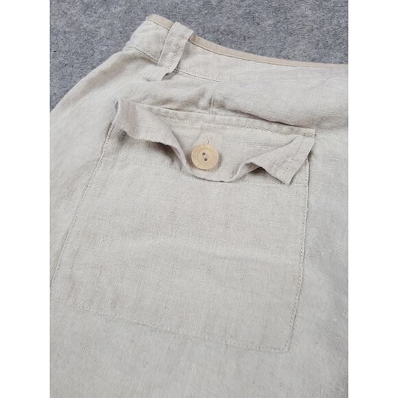 Eddie Bauer Pants Womens 10 Beige Brown Crop 100% Linen Casual Beach Vacation - Picture 10 of 16